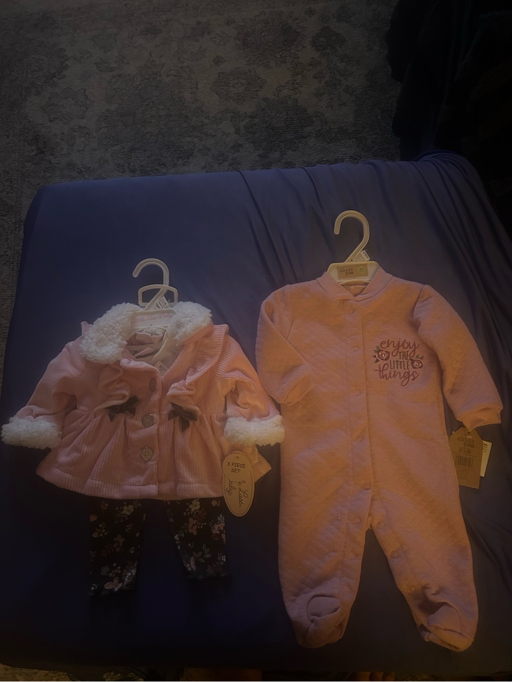 Two Newborn outfits Little Lass Corduroy Jacket with Floral Leggings & Onsie